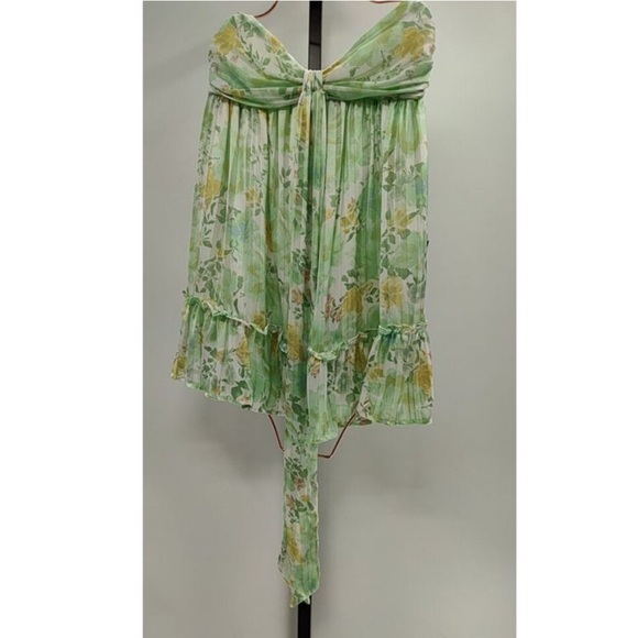 NWT - Lulus Radiantly Sweet Light Green and White Floral Halter Mini Dress - Picture 6 of 7